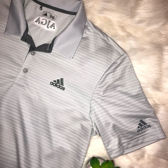 Adidas | AJGA Men's Grey Stripe Golf Shirt Small - Picture 3 of 6